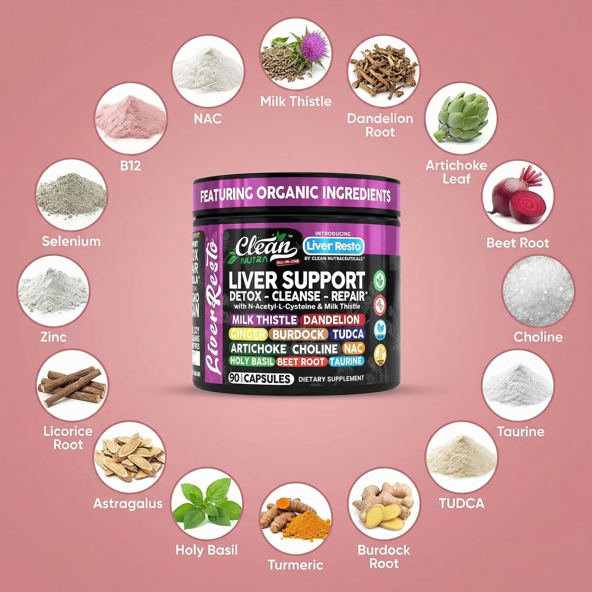 Authentic USA imported Clean Nutraceuticals liver repair 90 capsules packaging details close up