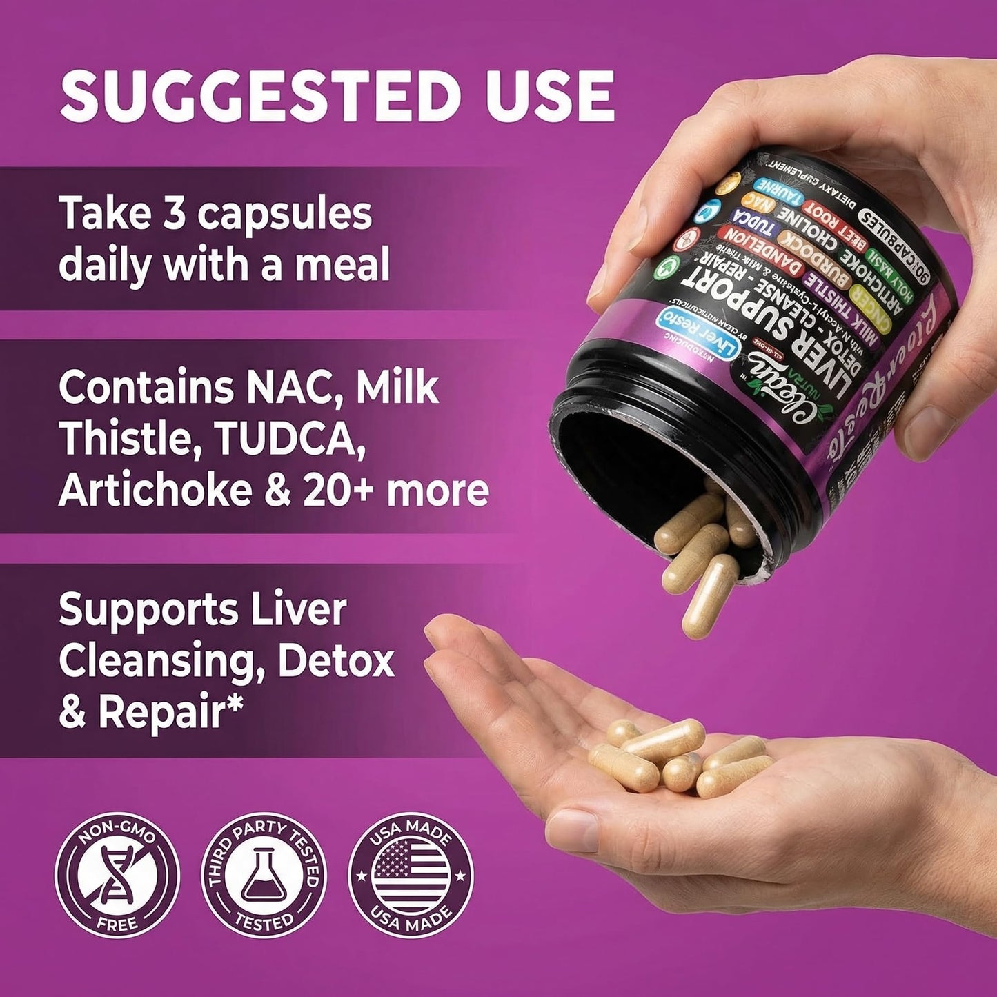 Premium imported Clean Nutraceuticals liver support capsules with dandelion root and artichoke extract