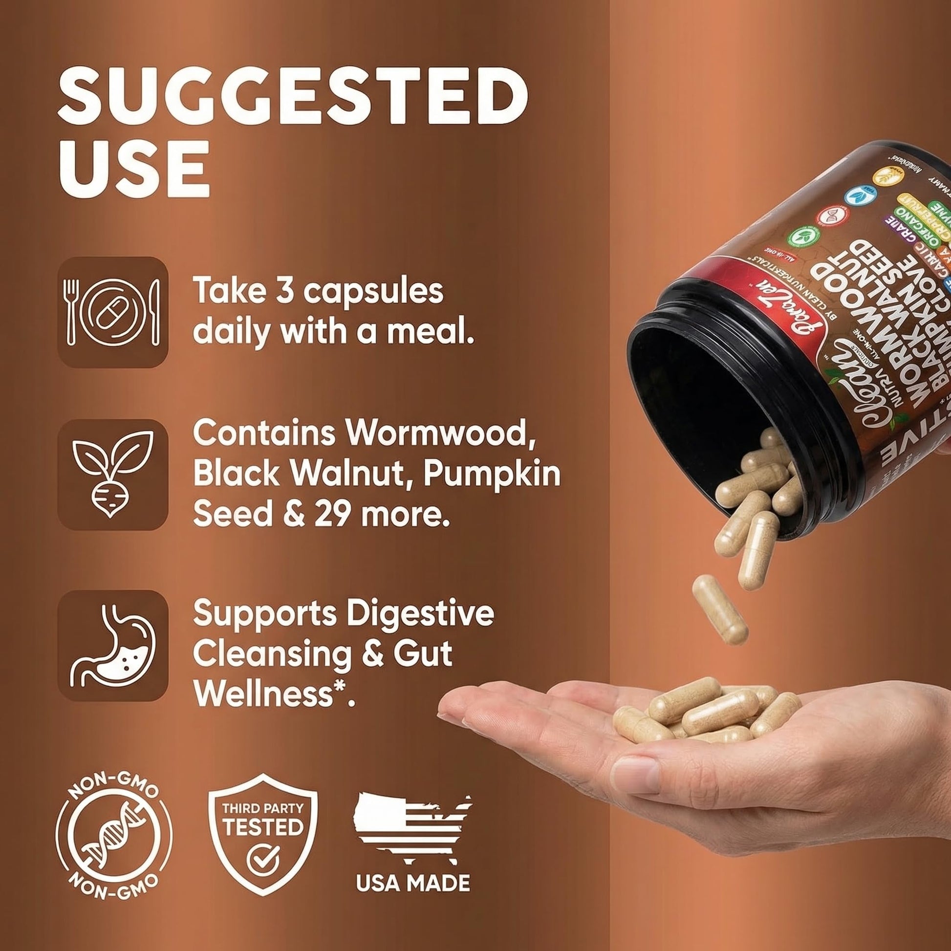 Clean Nutraceuticals Wormwood And Black Walnut Gut Health Supplement Lifestyle