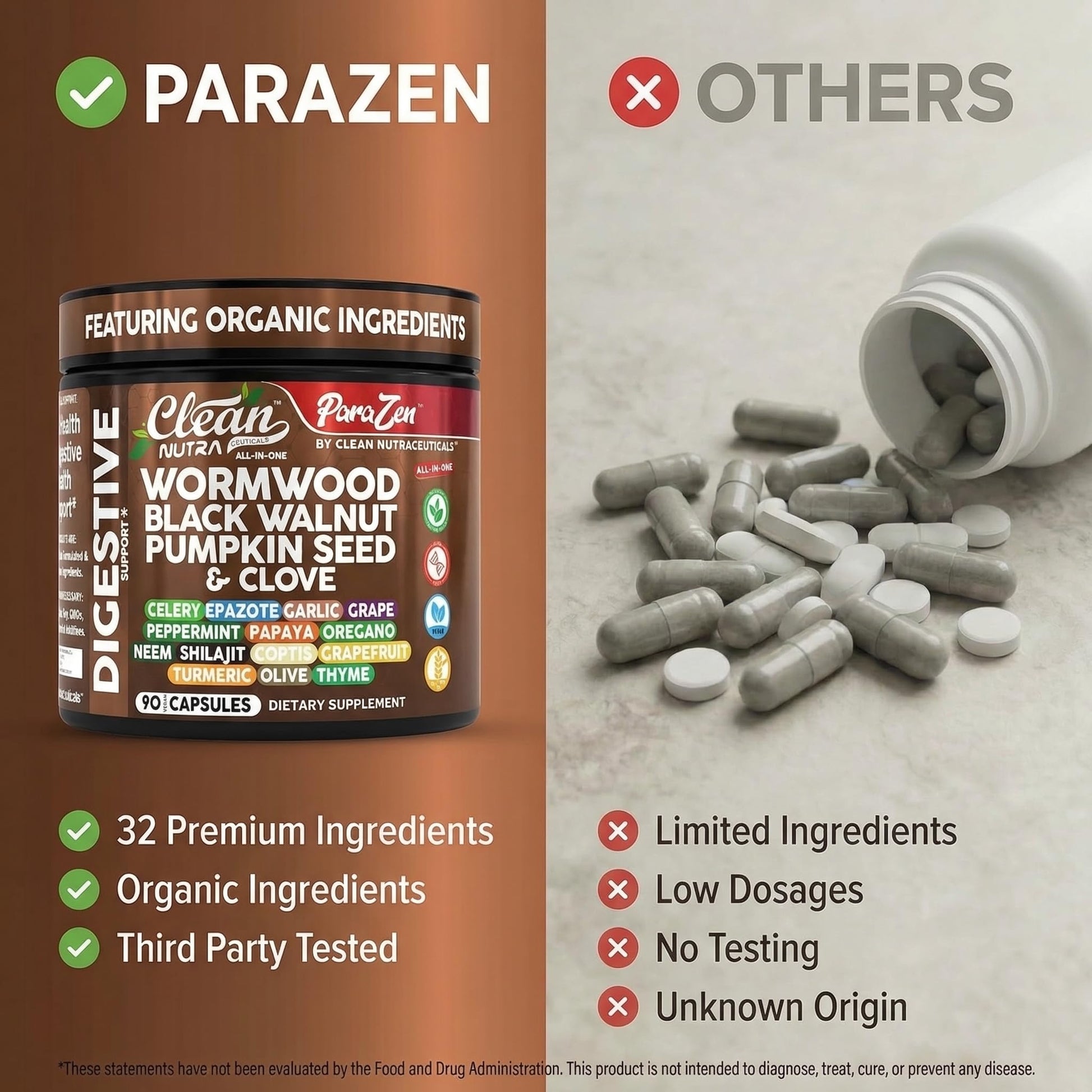 Clean Nutraceuticals Wormwood And Black Walnut Gut Health Supplement Capsule Texture