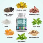 Clean Nutraceuticals blend of St Johns Wort Rhodiola and Ashwagandha capsules for stress relief