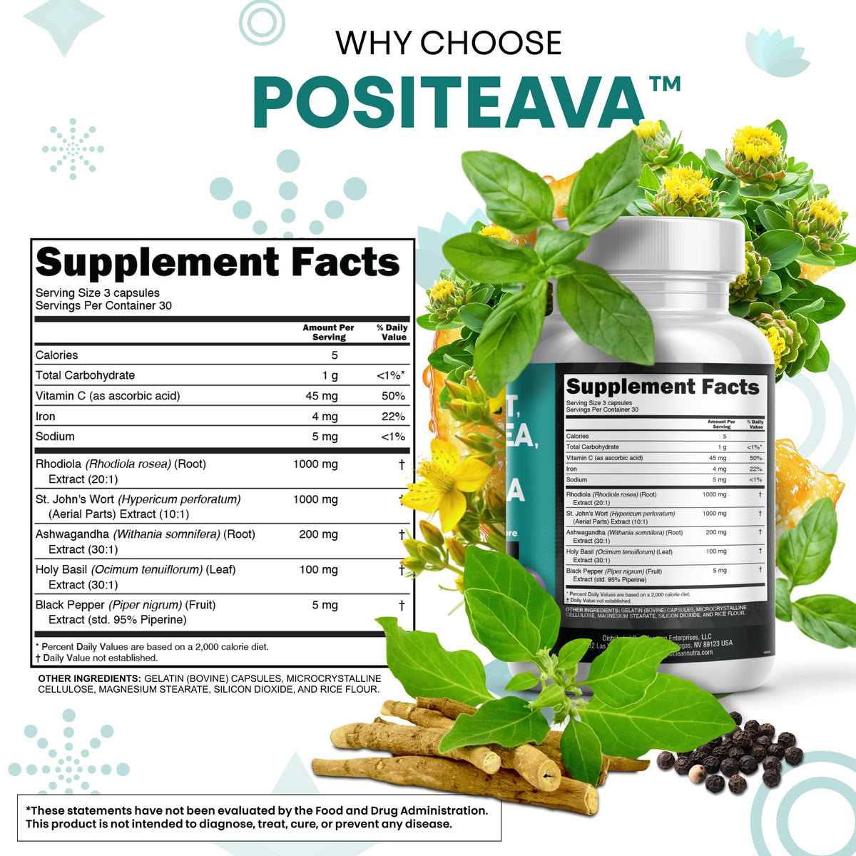 Clean Nutraceuticals Positeava bottle base view showing expiration date and lot number details