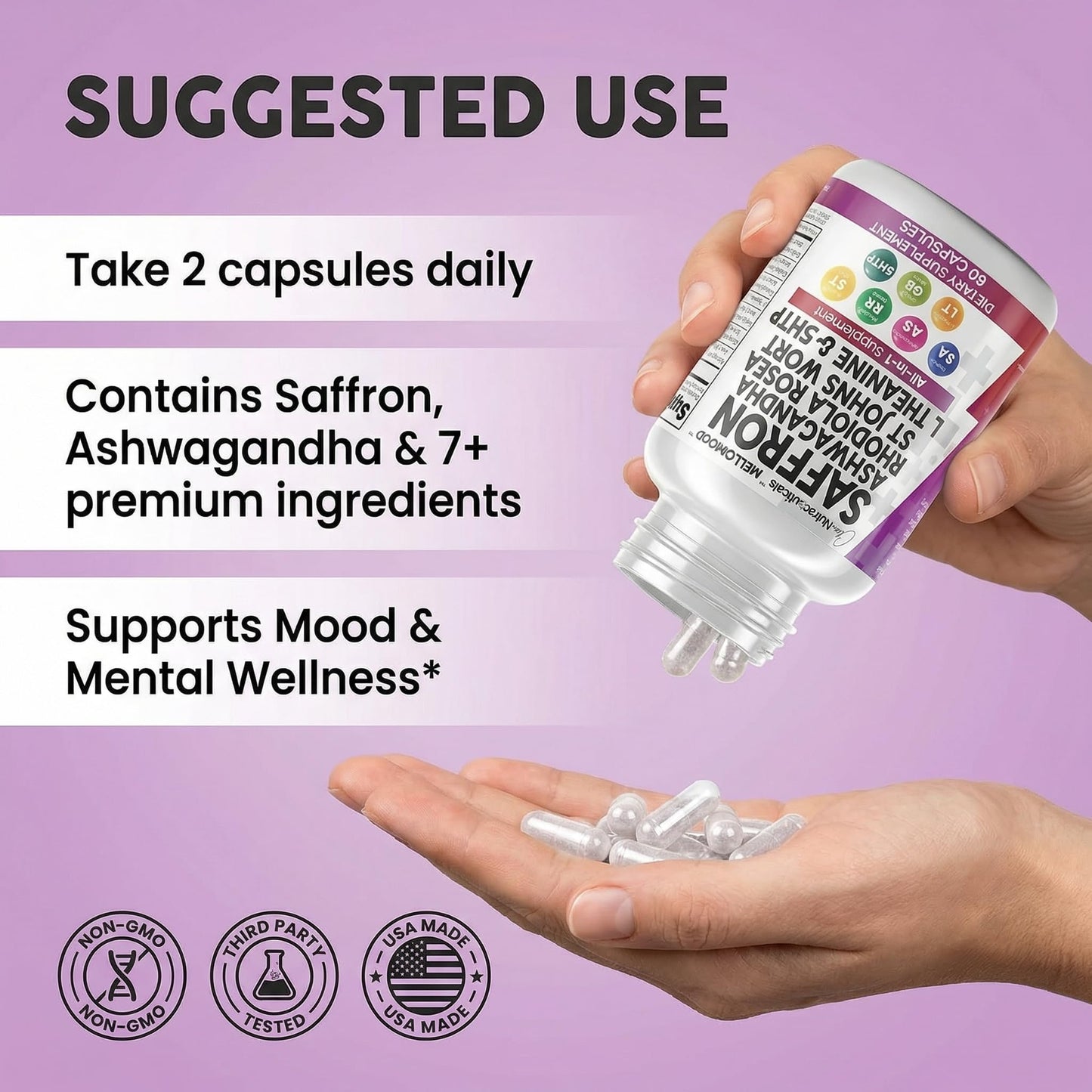 Premium Clean Nutraceuticals mood support supplement packaging featuring L-theanine and rhodiola rosea extract.