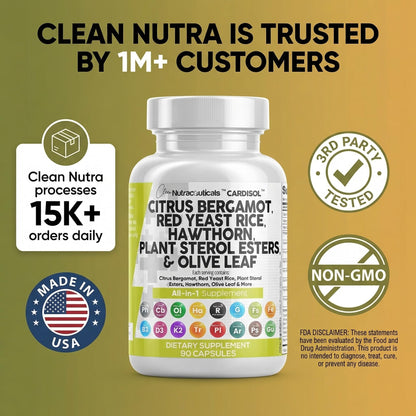 Clean Nutraceuticals Cardisol dietary supplement showing authentic product seal and manufacturing quality
