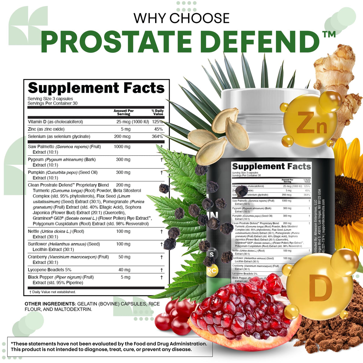 Clean Nutraceuticals Saw Palmetto and Pumpkin Seed capsules for men