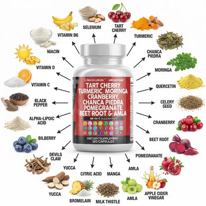 Clean Nutraceuticals Tart Cherry complex package illustrating the blend of turmeric, moringa, and cranberry.