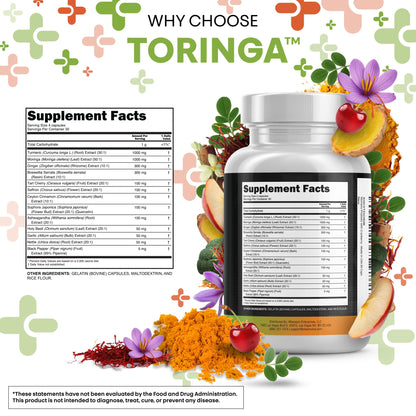 Clean Nutraceuticals Toringa back of the bottle demonstrating serving size and botanical directions.