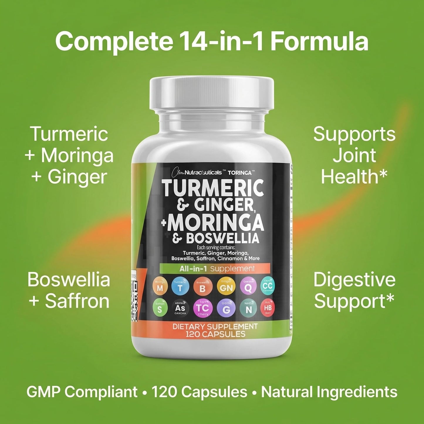 Clean Nutraceuticals Toringa multi ingredient blend presentation on an e-commerce backdrop.
