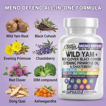 Side profile of Clean Nutraceuticals menopause support supplement bottle