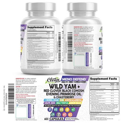 Close up of herbal ingredient list on supplement packaging