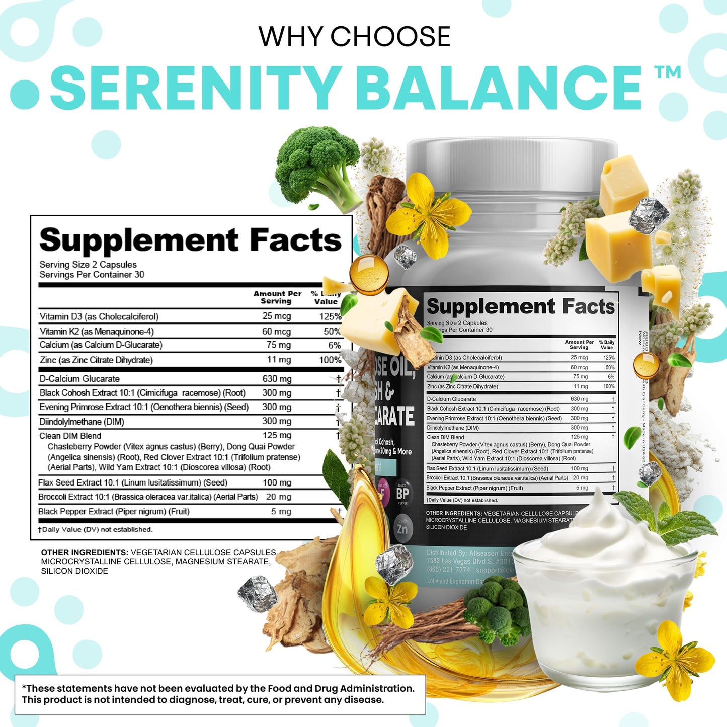 Close up of Clean Nutraceuticals Sereniti Balance branding and cap