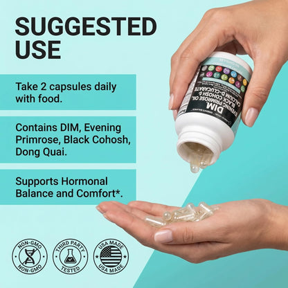 Back label of Clean Nutraceuticals DIM and evening primrose supplement
