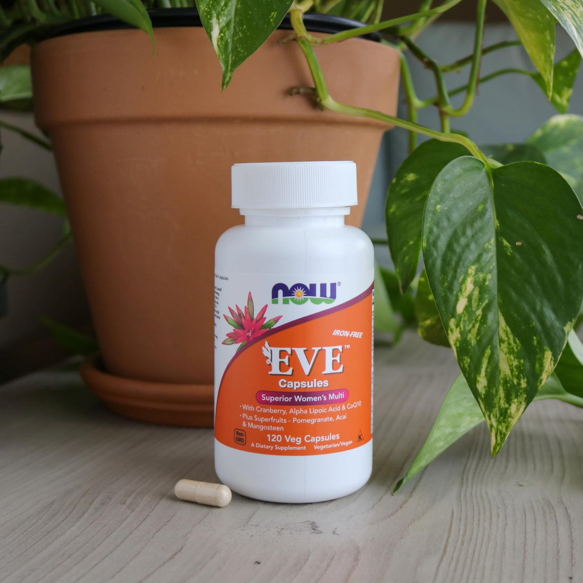 Now Foods Eve 120 veg capsules container nutritional overview