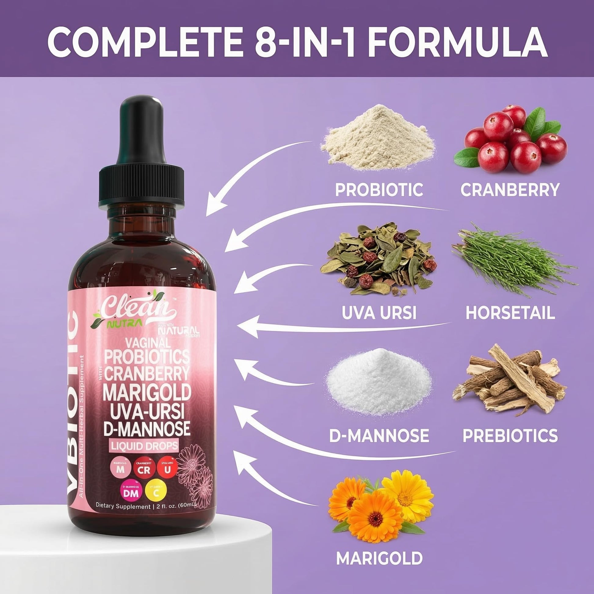 Clean Nutra VBiotic Liquid Drops Bottle Size