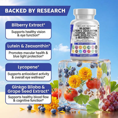 Clean Nutra eye vitamins with bilberry and astaxanthin ingredient list