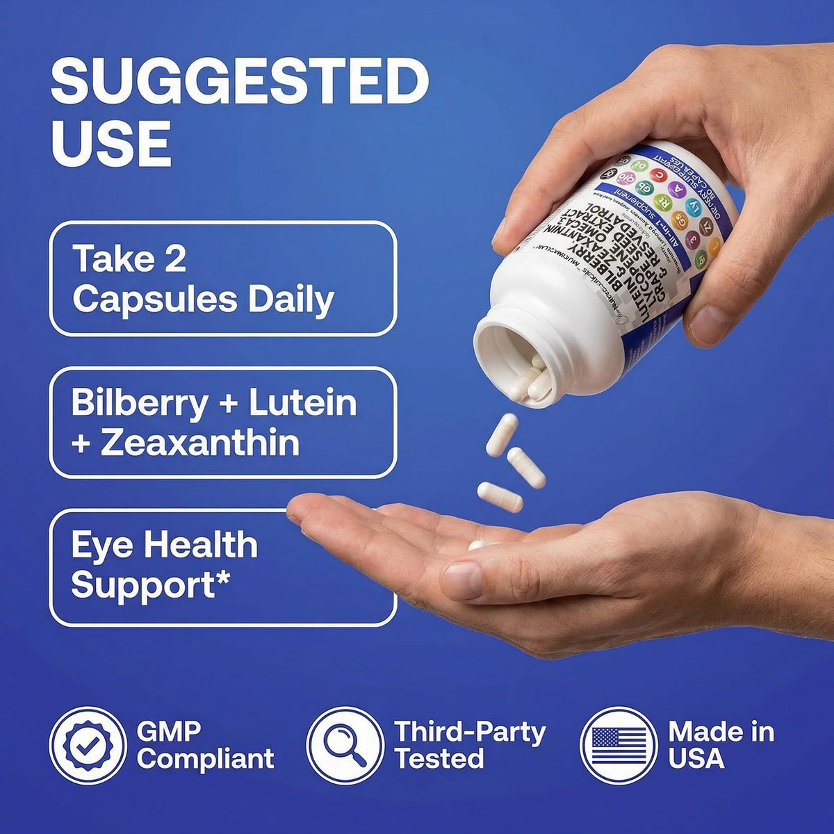 Premium eye vitamin formula for reducing digital eye strain and fatigue