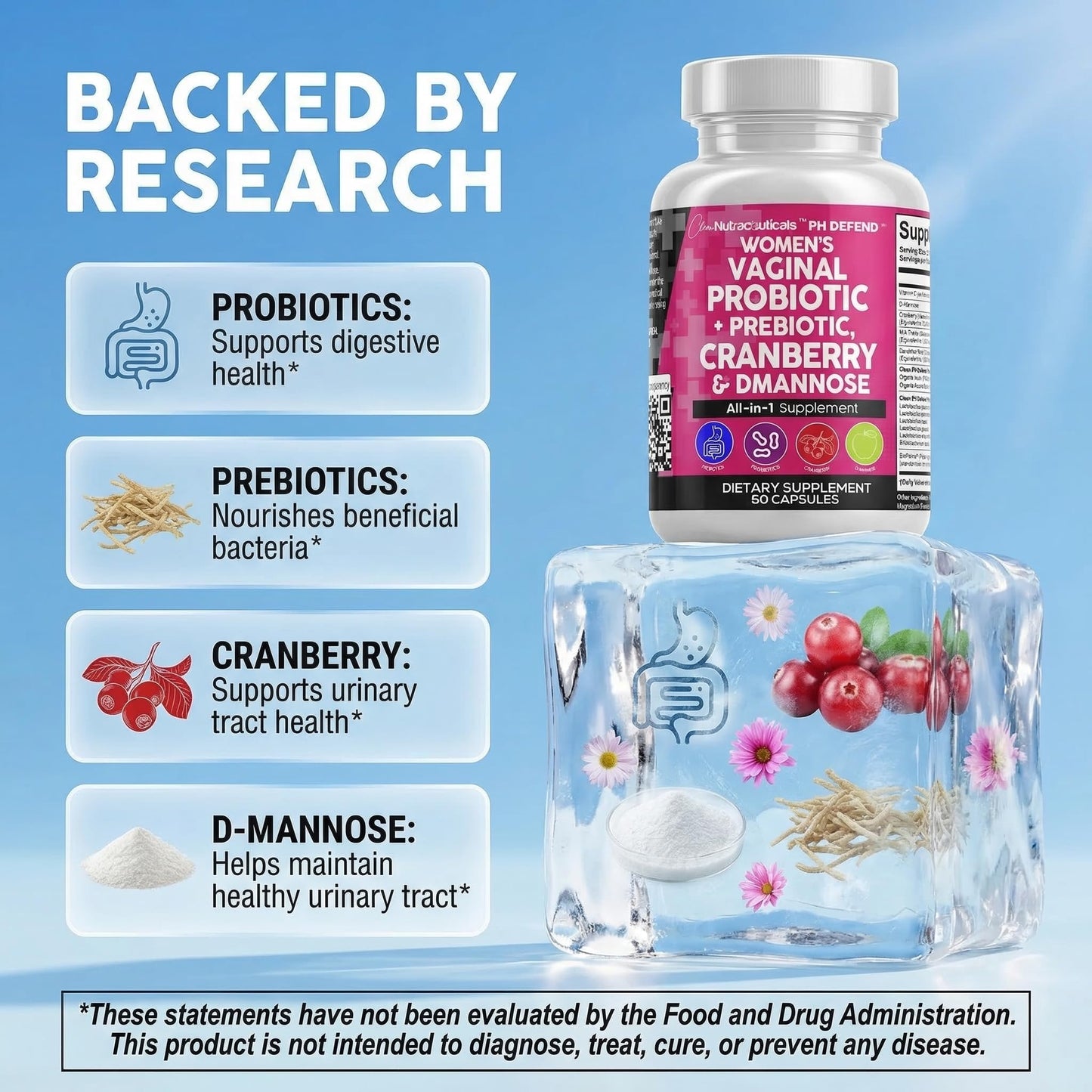 Clean Nutraceuticals Vaginal Probiotics Cranberry And DMannose Formula