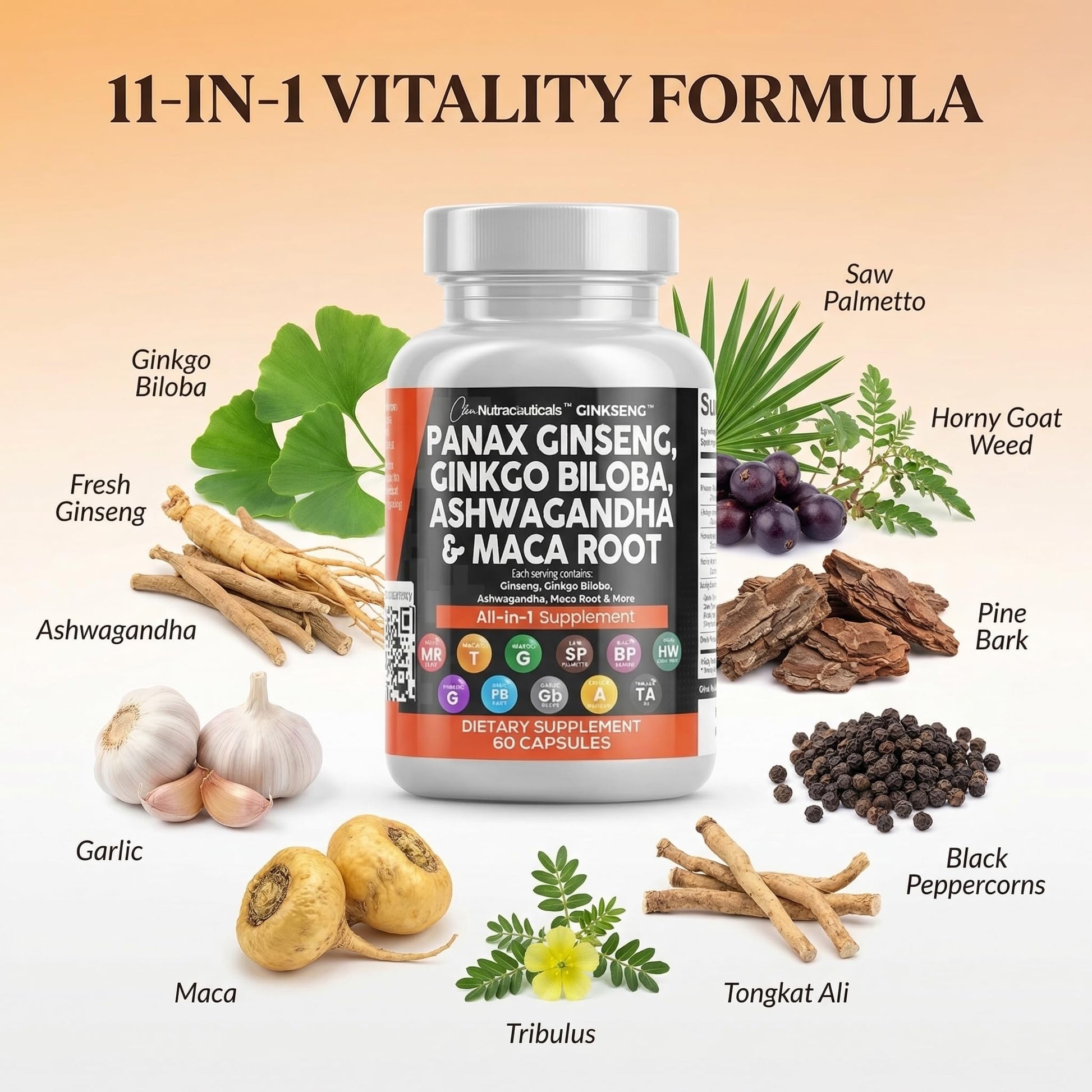 Clean Nutraceuticals Korean red ginseng and ginkgo leaf extract multi-herb capsules lifestyle presentation for daily wellness