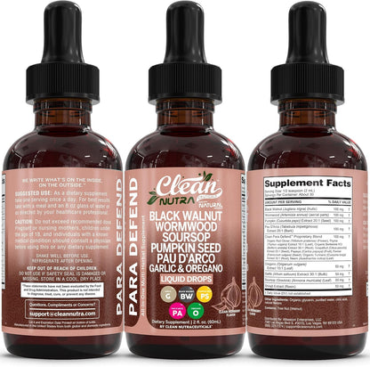Authentic USA imported Clean Nutraceuticals Para Defend liquid tincture for internal cleansing and digestion.