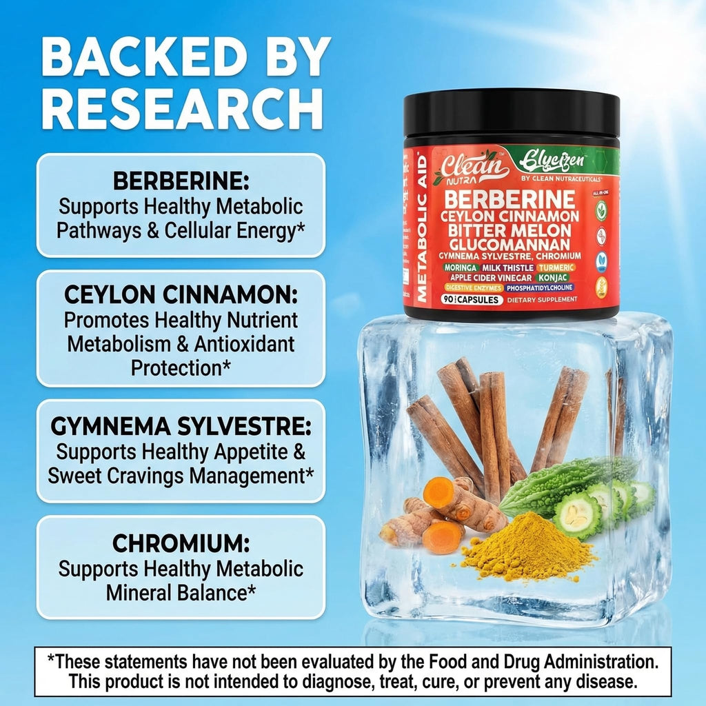 Back of Clean Nutra GlyciZen bottle showing supplement facts