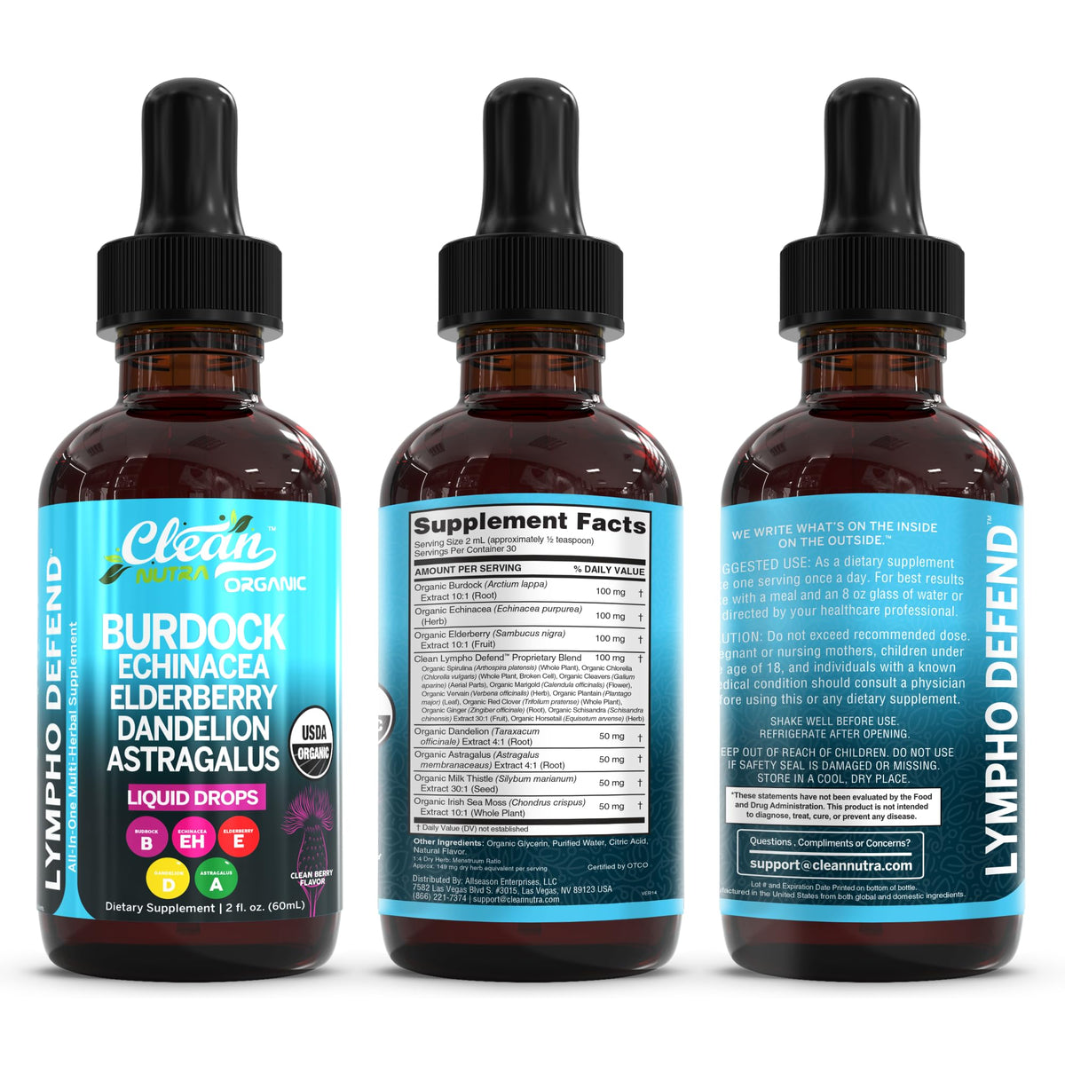 Premium organic immune and lymphatic support drops
