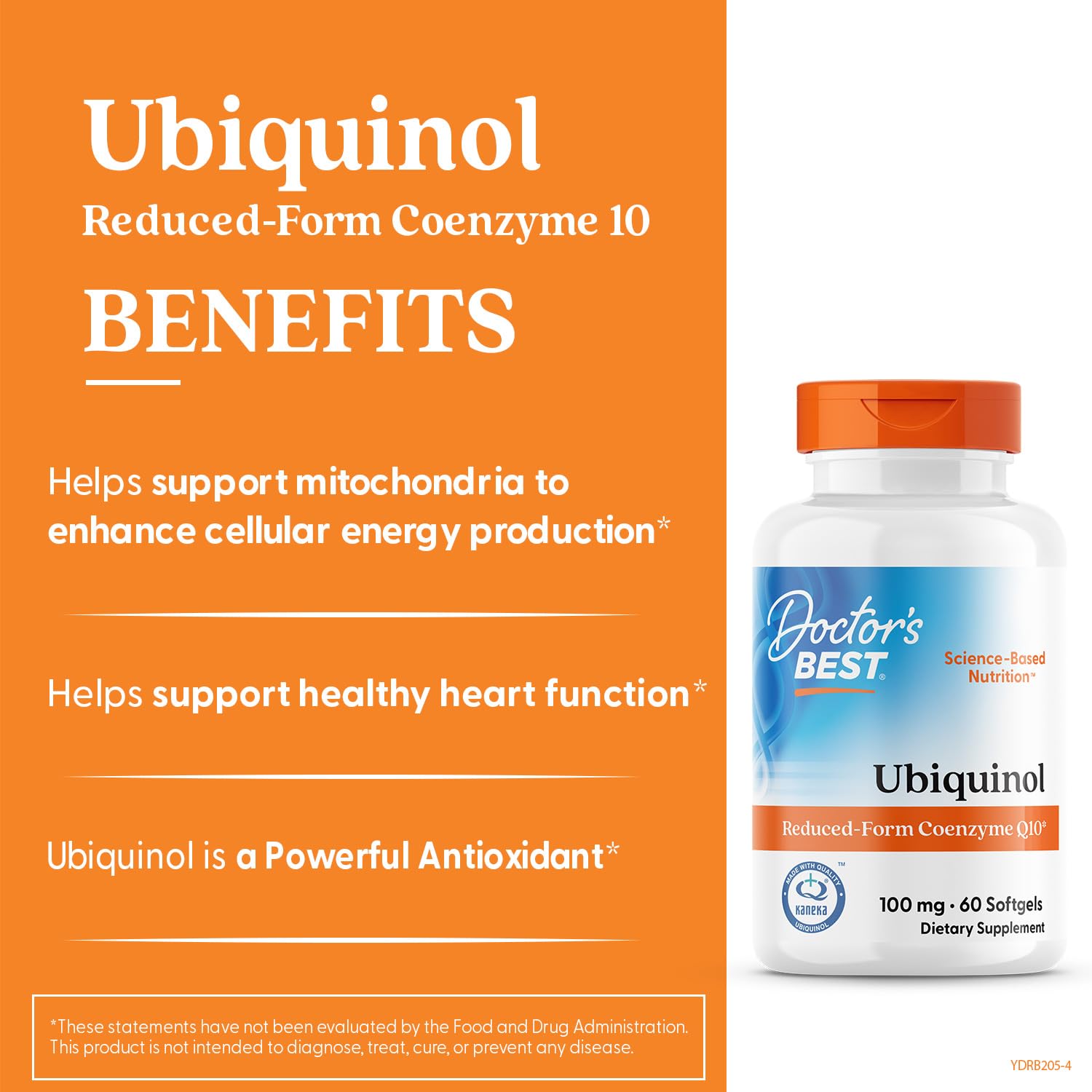 Premium USA imported ubiquinol softgels by Doctor's Best for cellular energy production