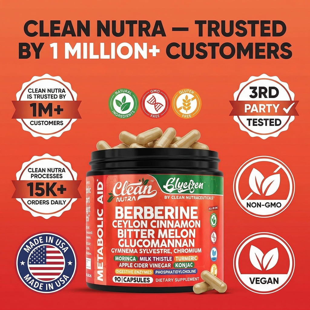Clean Nutraceuticals Berberine and Cinnamon complex lifestyle product shot