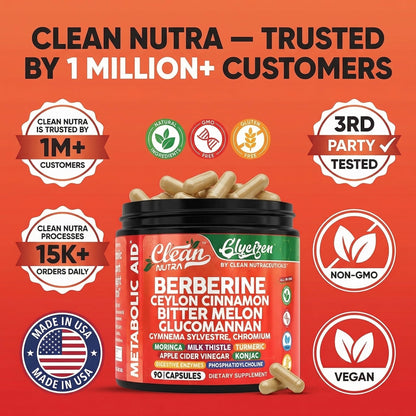 Clean Nutraceuticals Berberine and Cinnamon complex lifestyle product shot