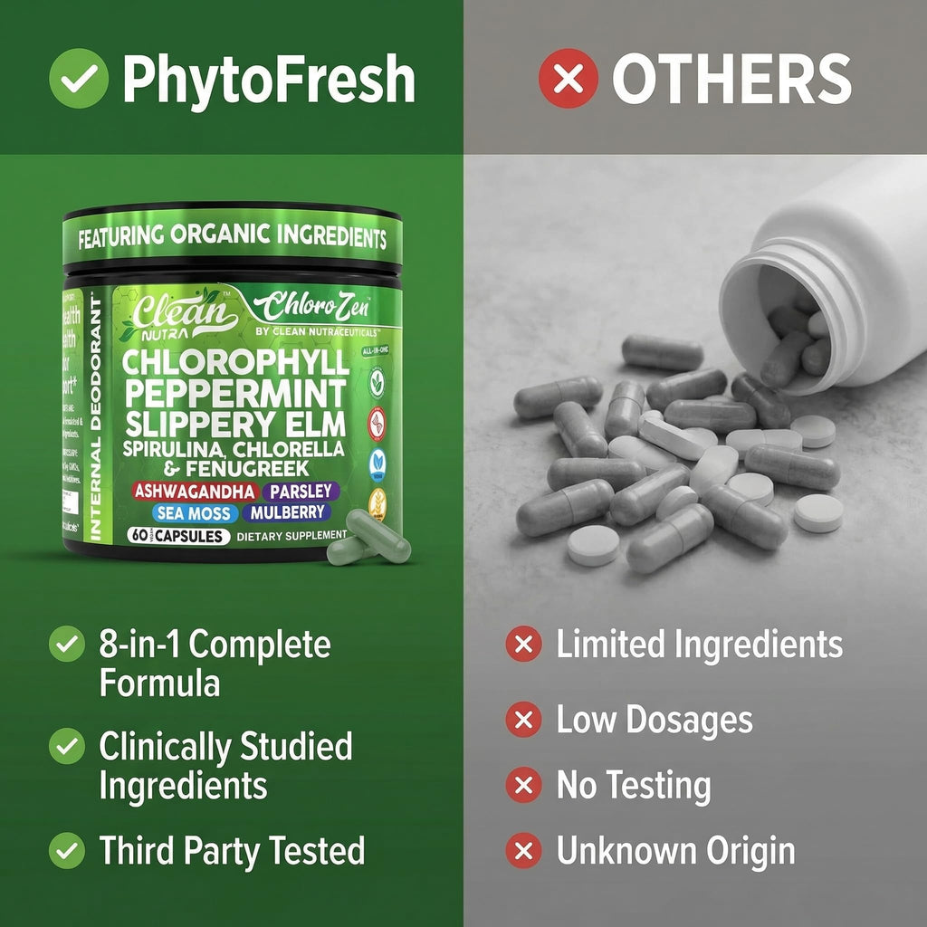 Authentic Clean Nutraceuticals non-GMO and vegan certified chlorophyll capsule bottle