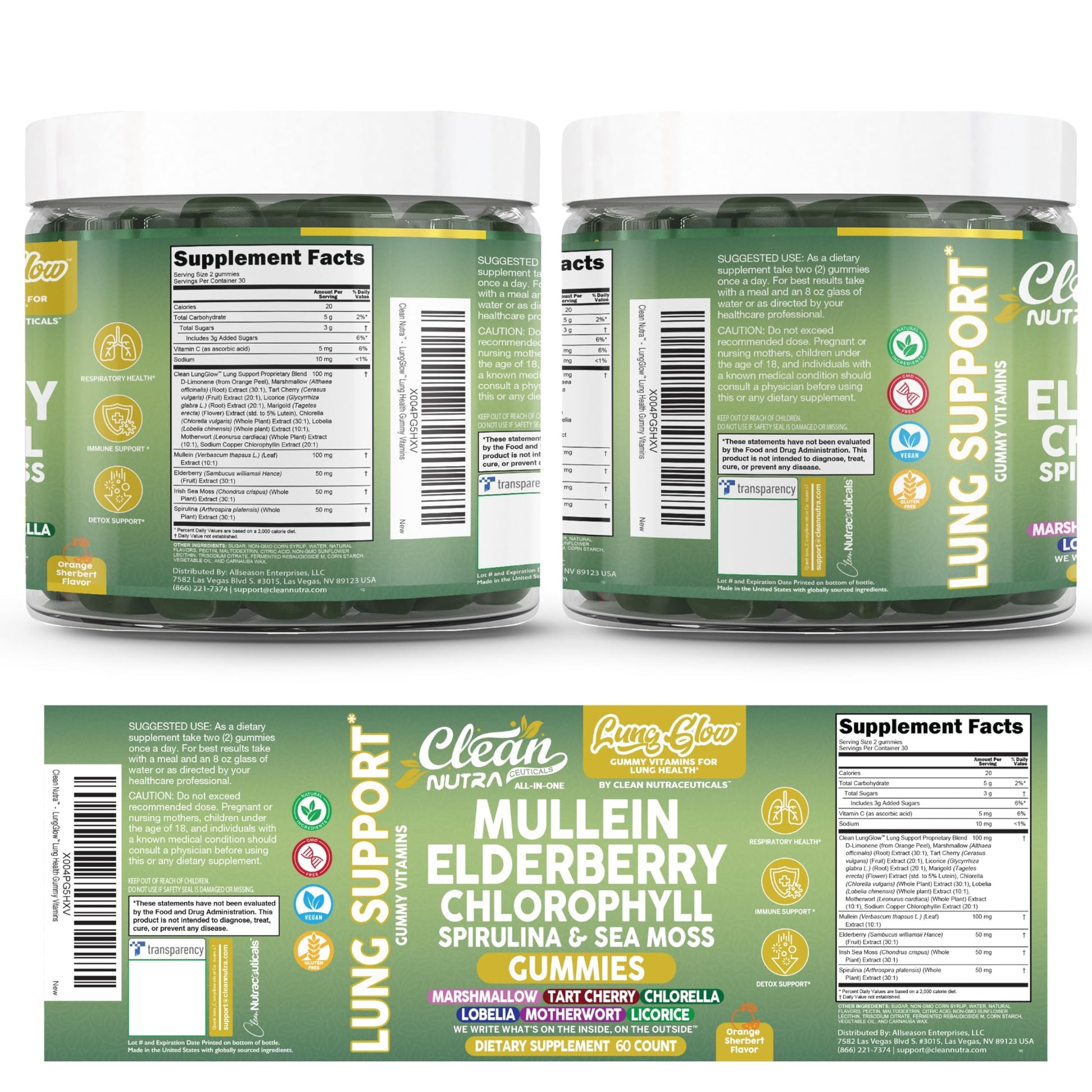 Clean Nutraceuticals daily respiratory and mucus relief gummy supplement bottle
