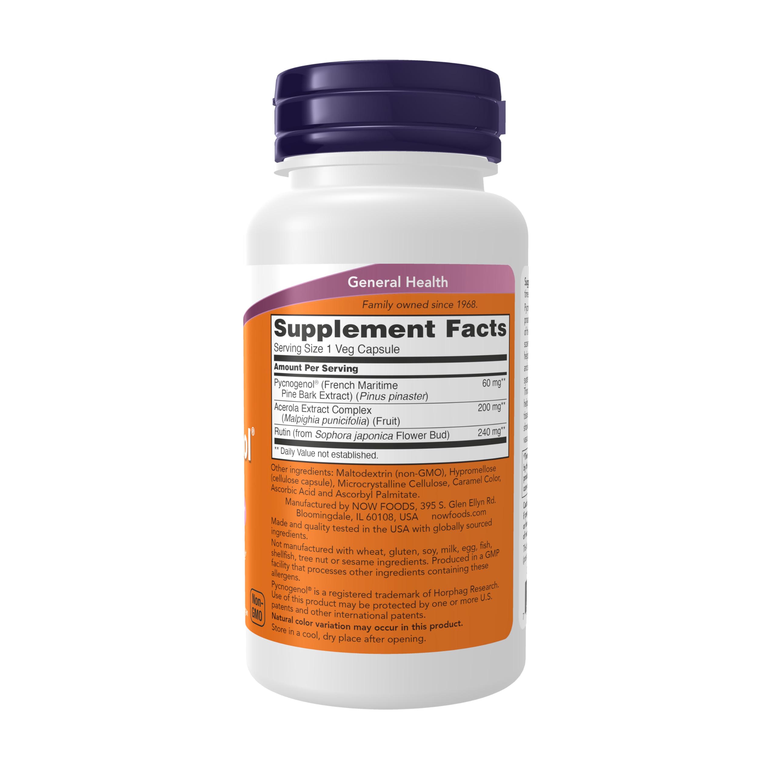 NOW Foods French maritime pine bark extract supplement label ingredients