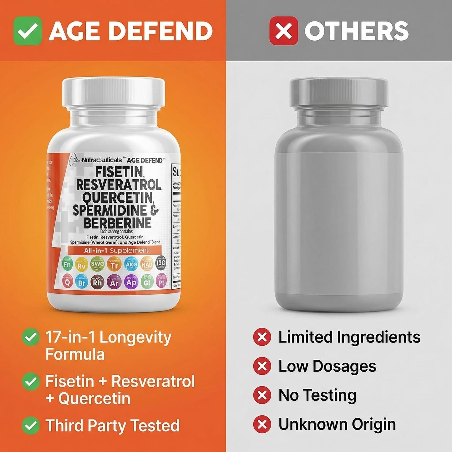 Clean Nutraceuticals imported anti-aging wellness product packaging showcasing the protective seal
