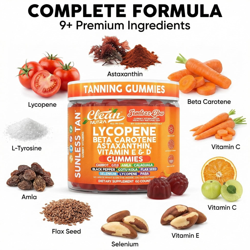 Clean Nutraceuticals Sunless Glow chewable gummies texture and color