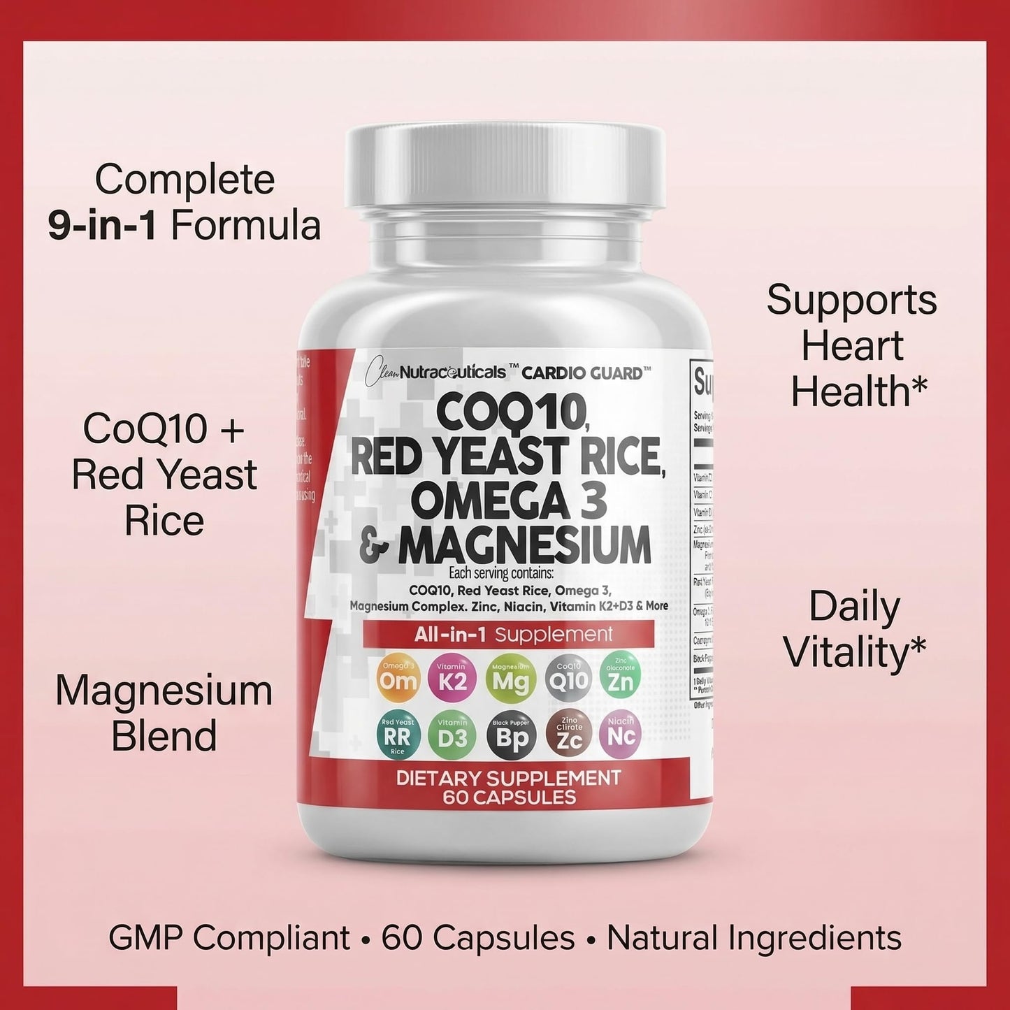 USA imported Clean Nutraceuticals heart support vitamins for men and women