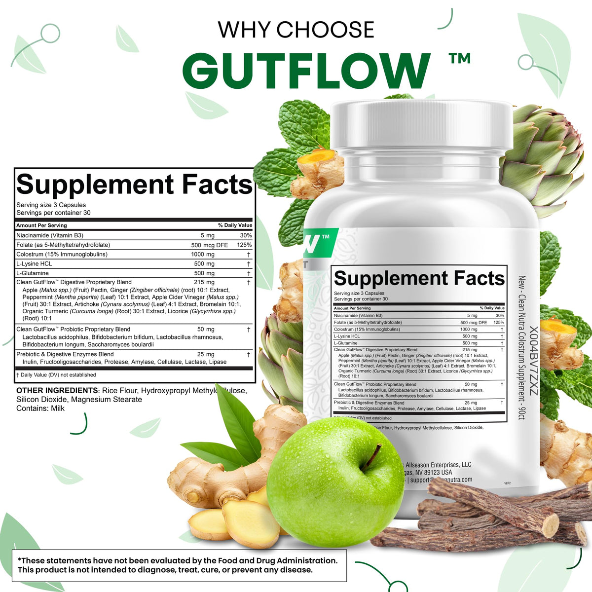 Clean Nutraceuticals digestive health formula back label