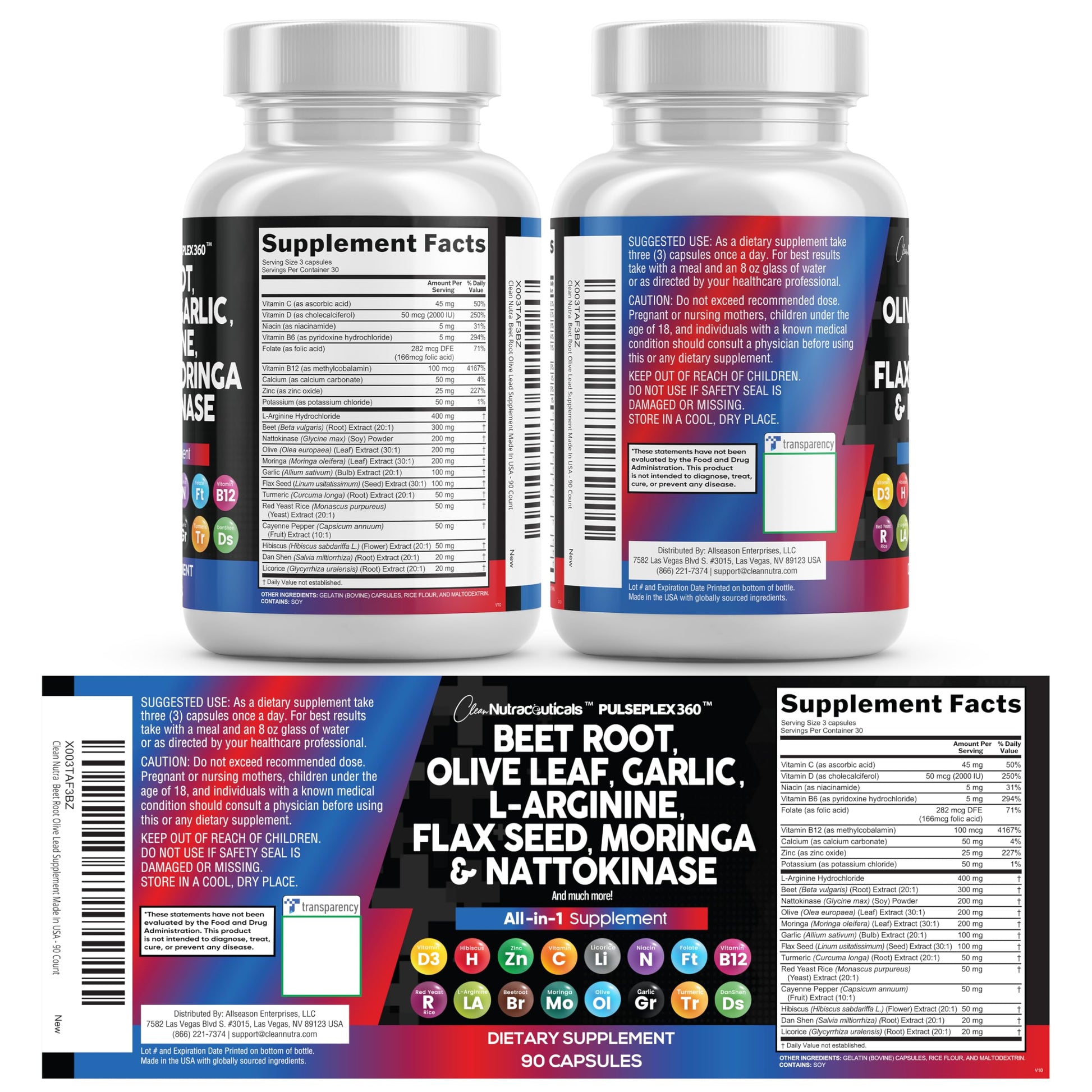 Full commercial lifestyle view of the authentic Clean Nutraceuticals wellness supplement bottle.