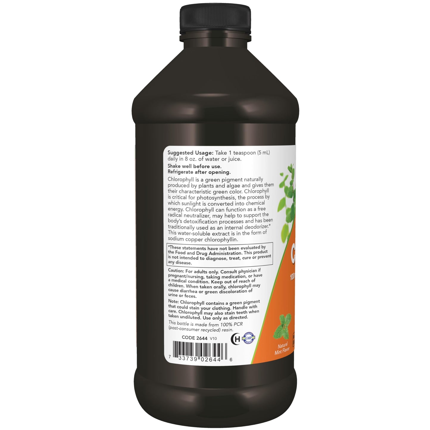 NOW Foods Supplements mint flavor liquid chlorophyll detox beverage preparation steps