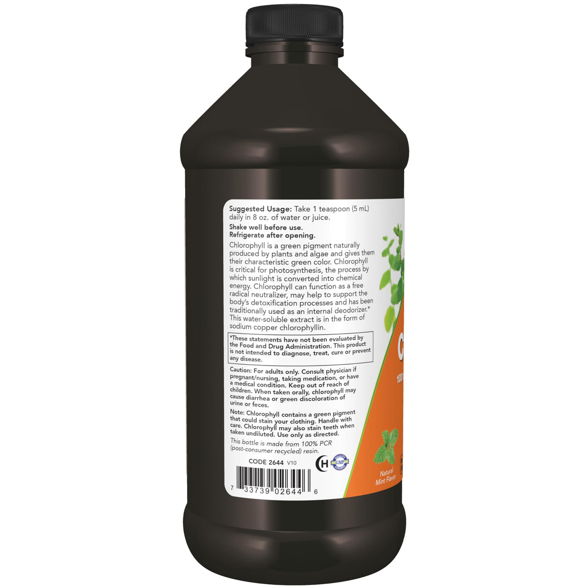 NOW Foods Supplements mint flavor liquid chlorophyll detox beverage preparation steps