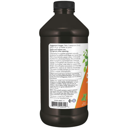 NOW Foods Supplements mint flavor liquid chlorophyll detox beverage preparation steps