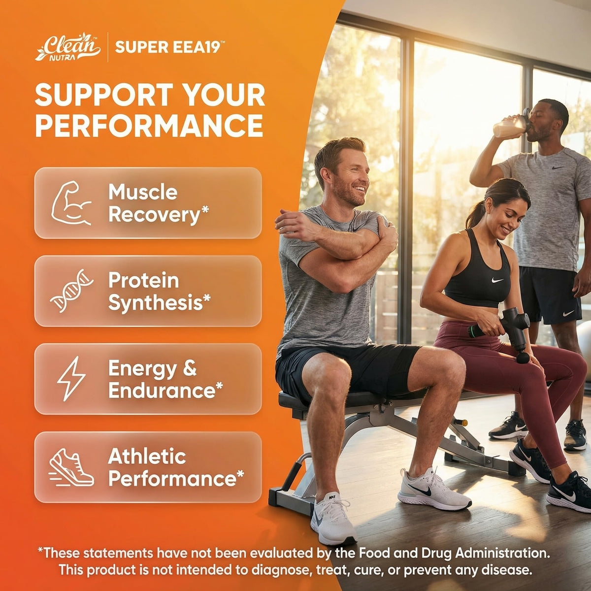Clean Nutraceuticals amino acids supplement capsule bottle label details