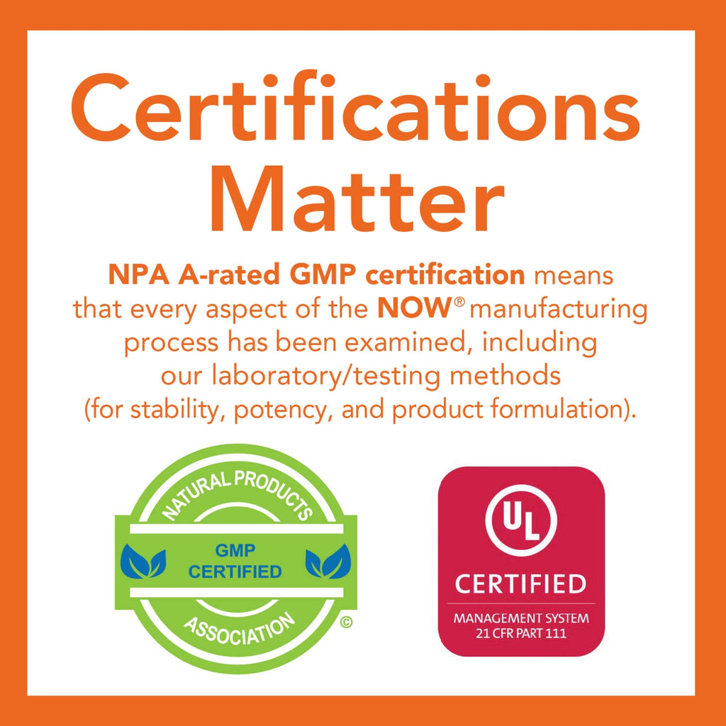 Side view of NOW Foods green pigment supplement showing GMP quality assured safety verification.