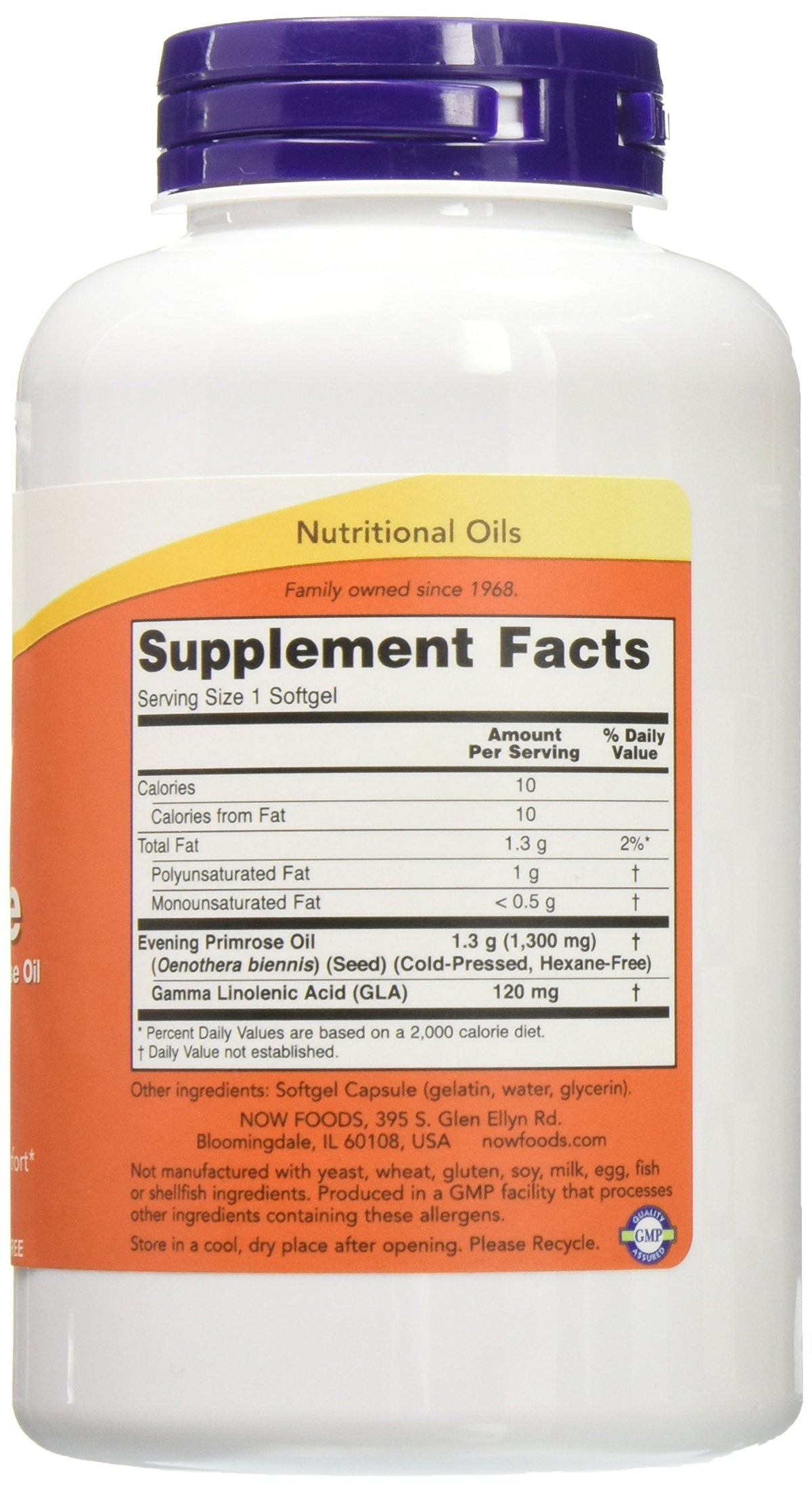 Two bottles of imported NOW Foods Super Primrose dietary supplement for skin barrier function and hormonal wellness support.