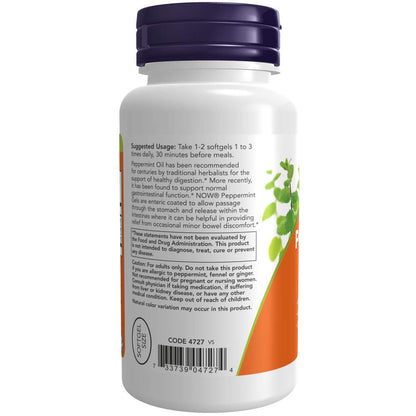 Enteric coated softgels container detailing ingredients like ginger and fennel oils