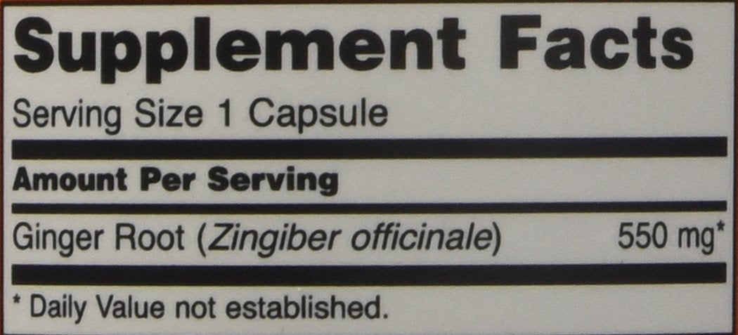 Two bottles of NOW Foods Ginger Root 550 Milligrams vegan capsules displaying product specifications and ingredients.