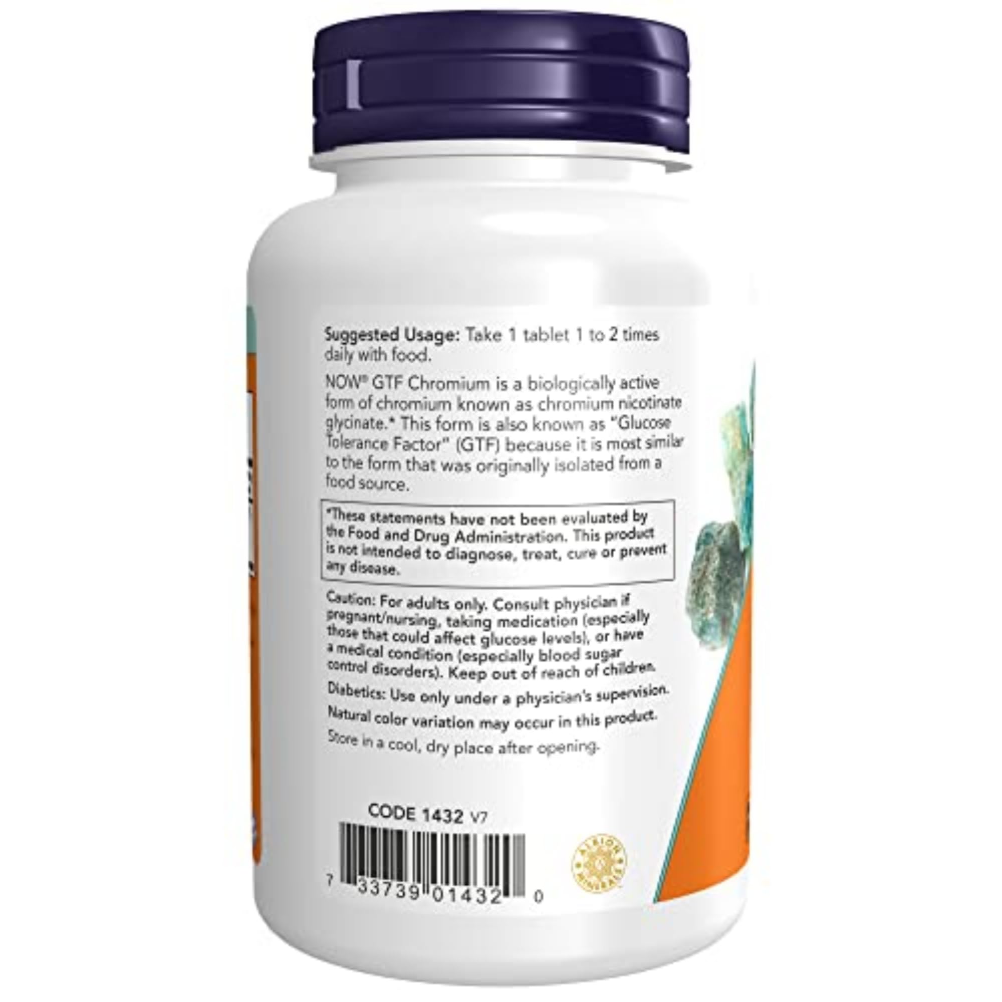 Authentic USA imported NOW Foods chromium chelavite tablets for metabolic health.