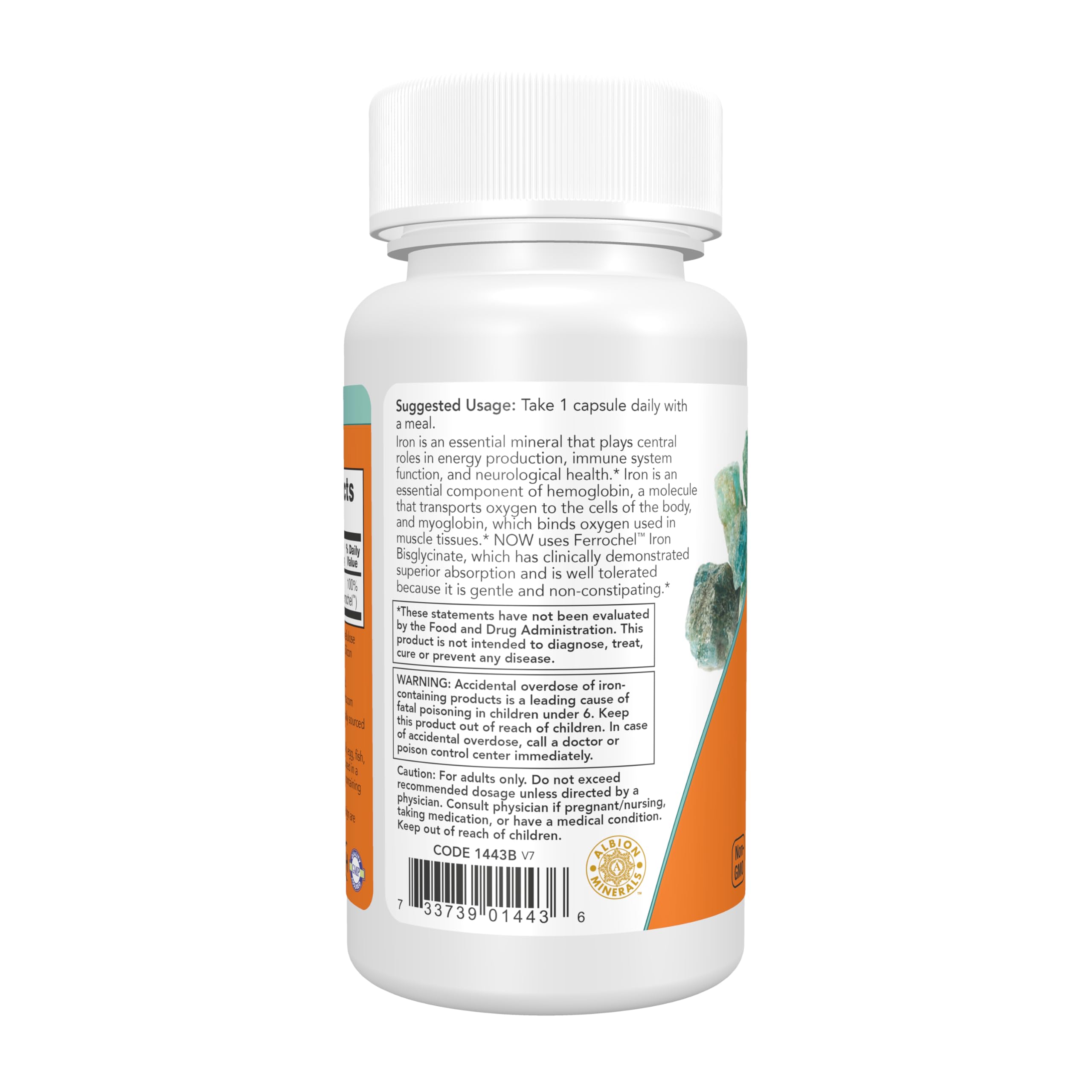 Now Foods gentle iron 18 Milligrams supplement for healthy red blood cells packaging