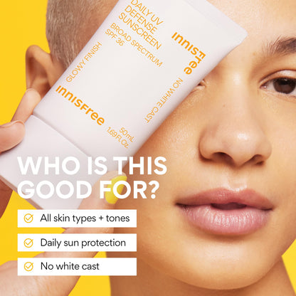 Innisfree Daily UV Defense white and gold packaging