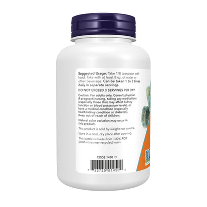 Close up of Now Foods potassium chloride powder texture