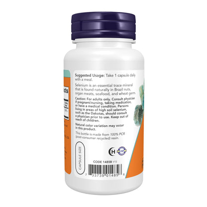 NOW Foods Selenium 200mcg antioxidant support supplement ingredients list
