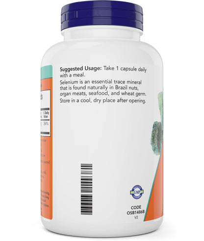 NOW Foods Selenium vegan capsules antioxidant supplement for thyroid health